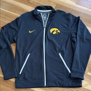 Nike Men's Iowa Hawkeyes Black and Yellow Logo Track Jacket